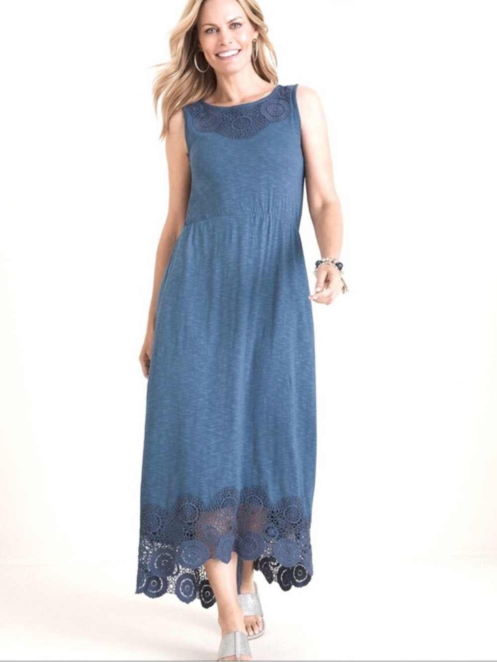 NWT Chico’s Crochet-Detail Maxi Dress